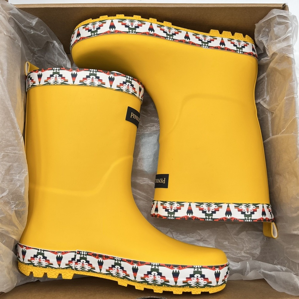 Pendleton Tucson Little Boys Rubber Mid-Calf Rain Boots Size 11/12 Yellow-Multi - Picture 6 of 10
